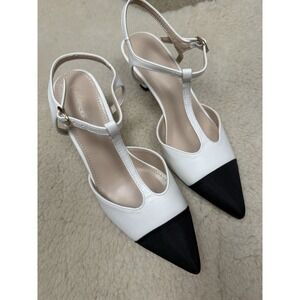 Coutgo Womens Kitten Heels Slingback Pumps Closed Pointed Toe‎ Two Tone Ankle 6